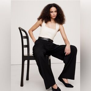 NWT Banana Republic Everywhere Ponte Square Neck Cream Top Sz L (#885623)